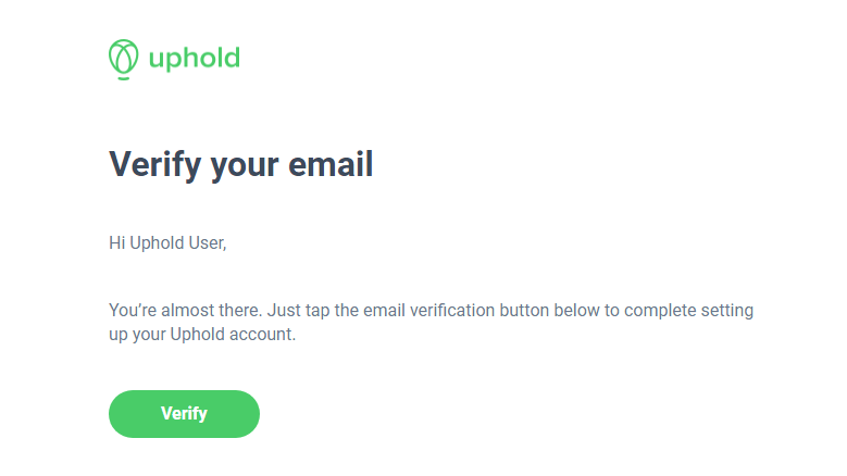 xác minh email uphold